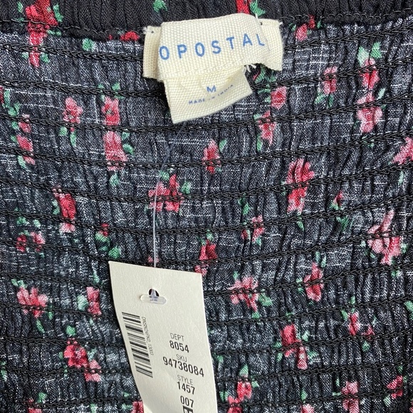 NWT Aeropostale Black Floral Smocked Mini Dress Size M | Rose Print Sundress - Picture 3 of 11